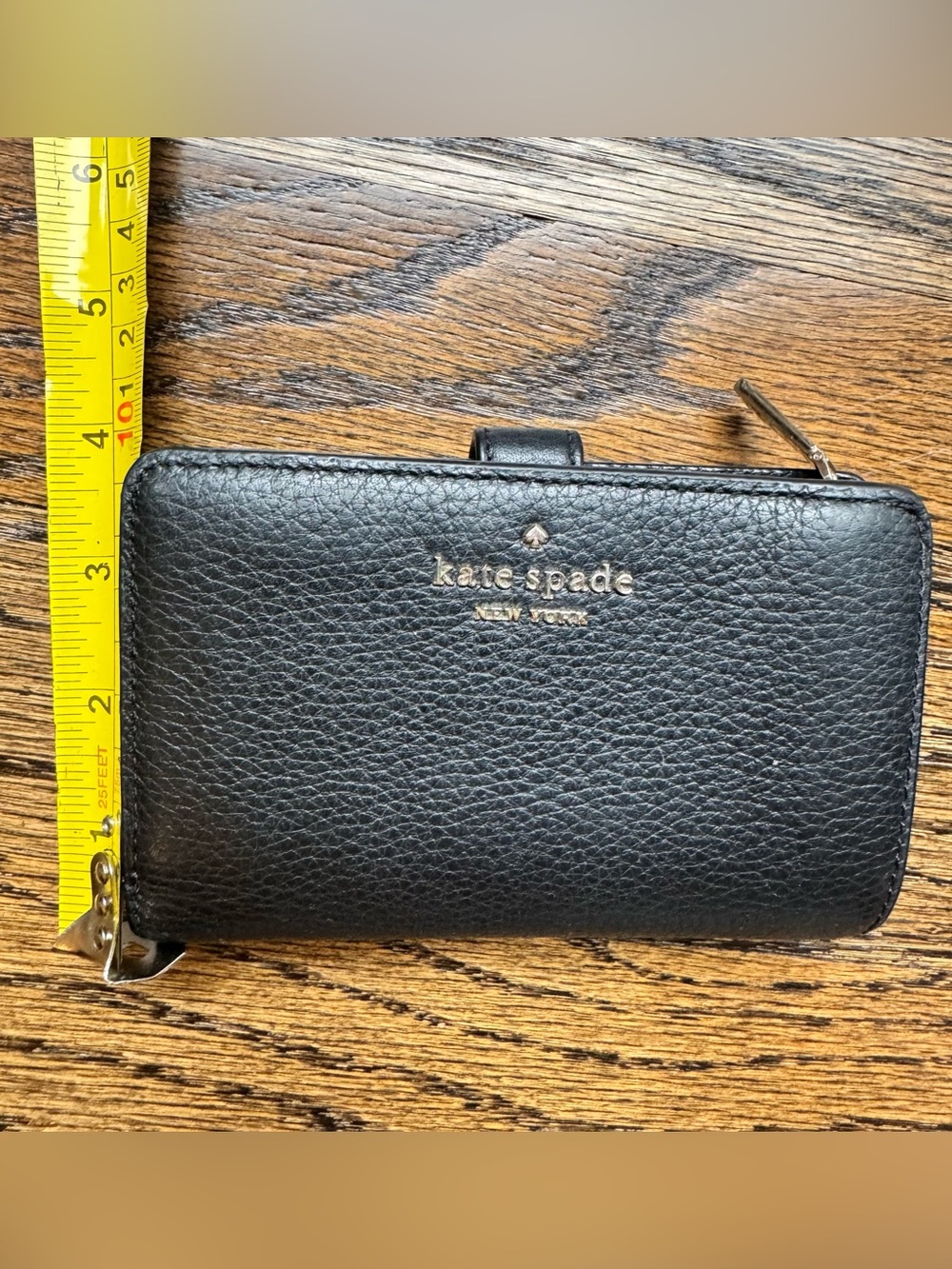 Kate Spade Black Pebbled Leather Zip Around Bifold Medium Wallet - Picture 3 of 10